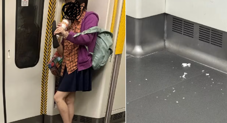香港大妈地铁挠脚 纸巾状“脚皮”散落一地